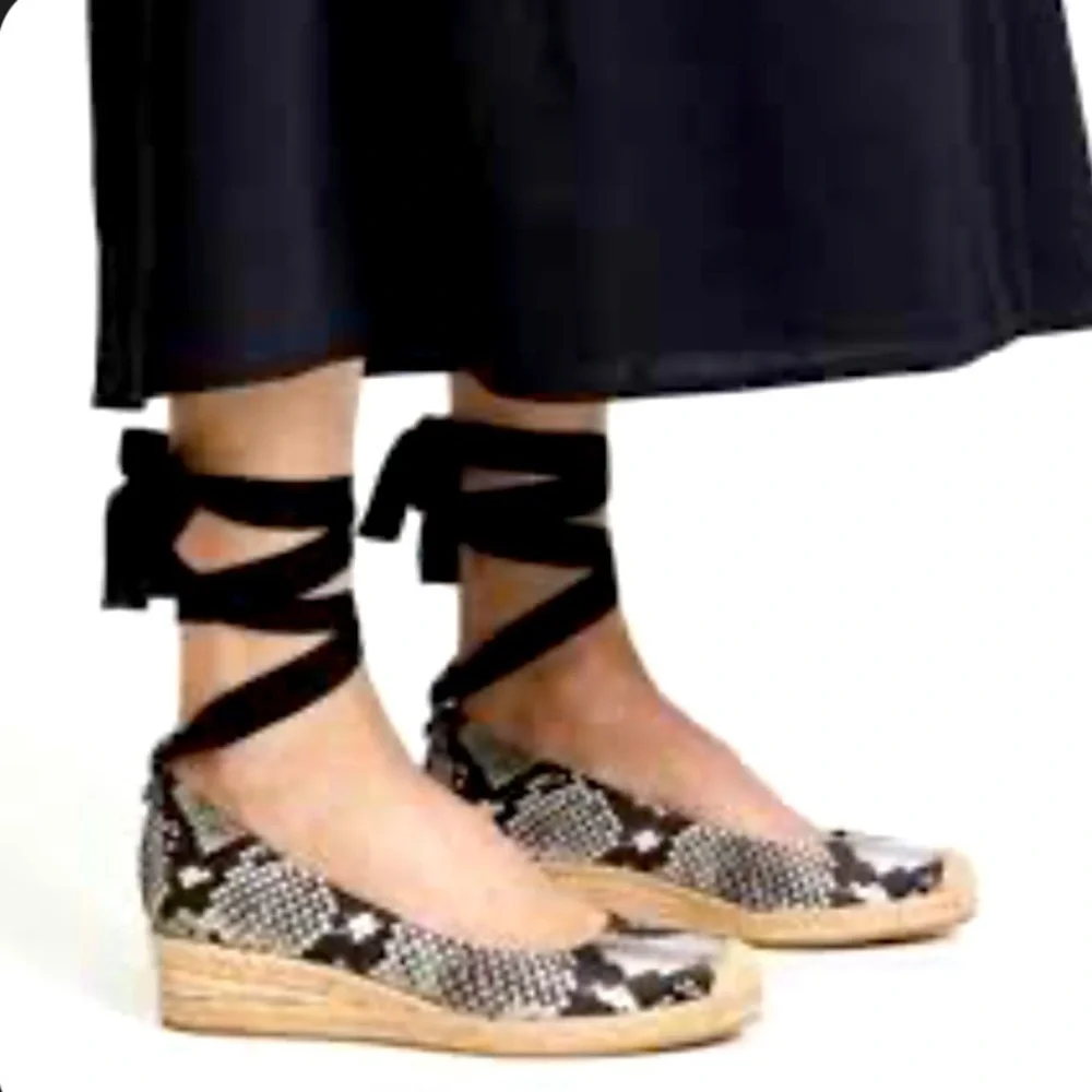Espadrille Wedges Tory Burch snakeskin designer spring boho preppy classic $258